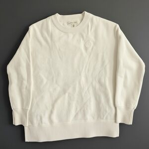 Happily Grey White Smiley Face Embroidered Crewneck Sweatshirt - Size S